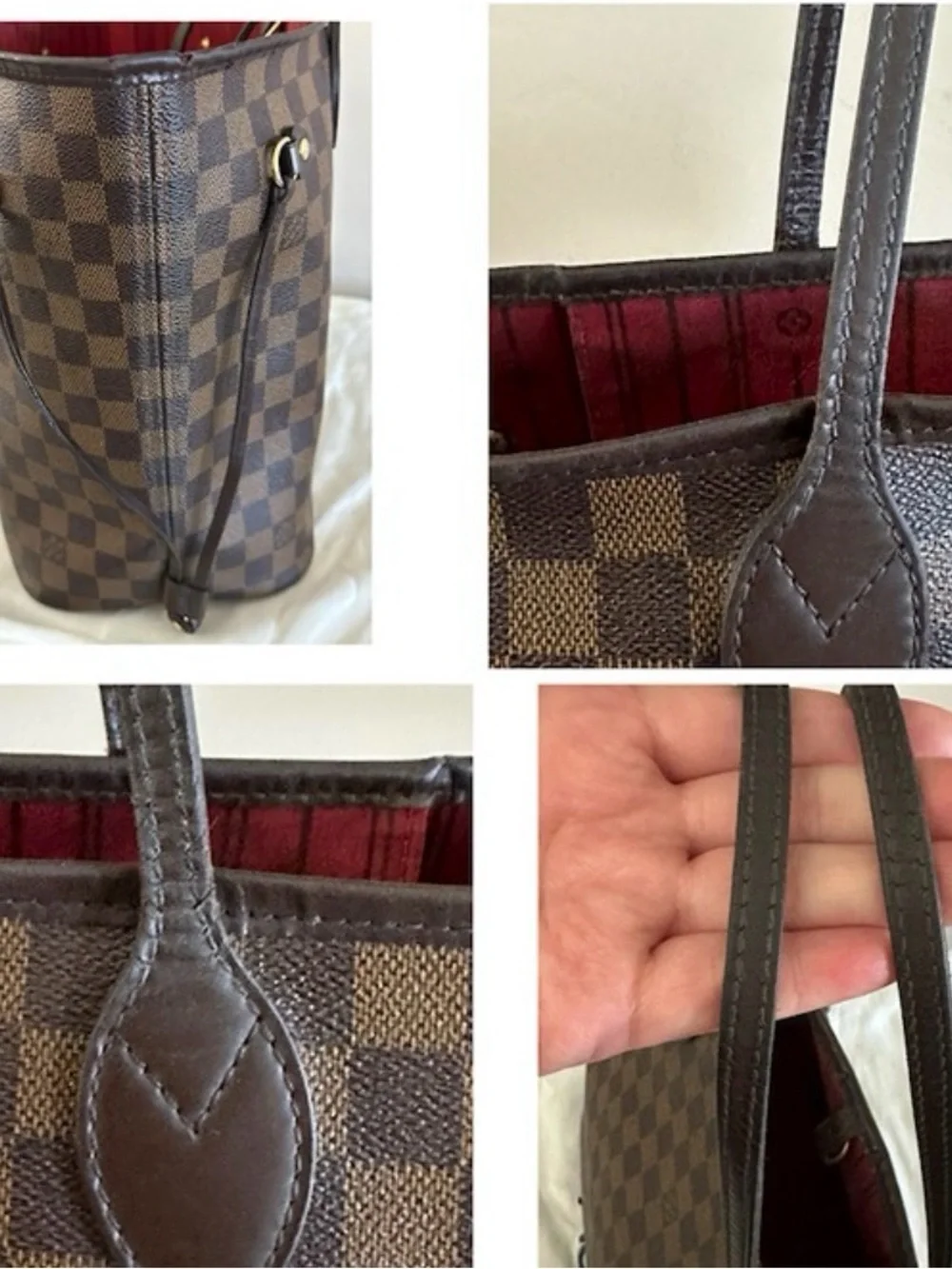 2010 Louis Vuitton Neverfull MM Damier Ebene Red Interior